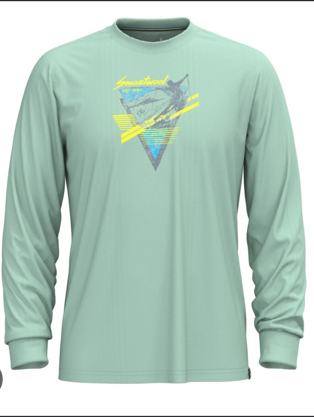 SmartWool 90s Shred Graphic Long Sleeve Tee Men's Large Green Ski Snow Theme